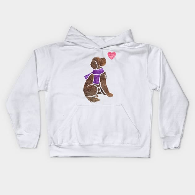 Watercolour Labradoodle Kids Hoodie by animalartbyjess